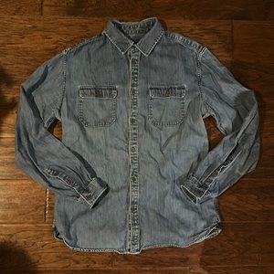 Ellie Tahari Western Demin Style Shirt Size Medium Cotton Linen Blend